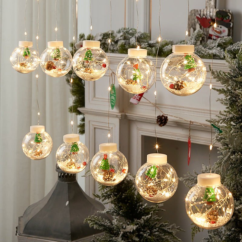 10PCS LED Christmas Curtain Lamp Fairy Snowman Wishing Ball Lamp String Christmas Window Decoration Christmas Light Room - Axooms