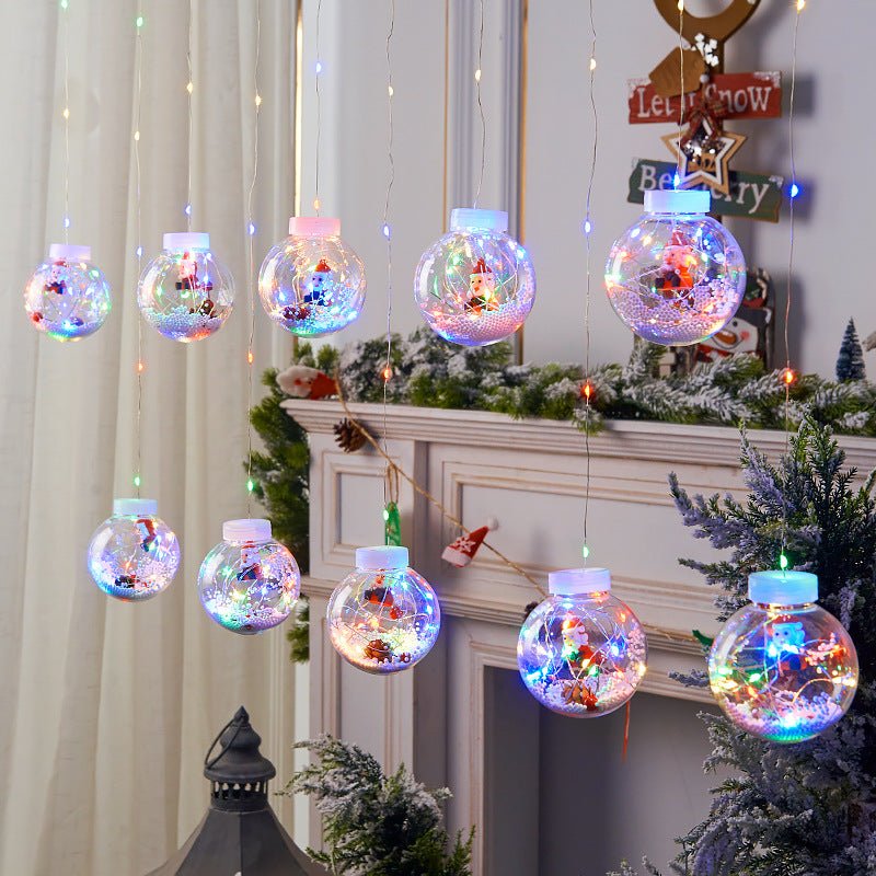 10PCS LED Christmas Curtain Lamp Fairy Snowman Wishing Ball Lamp String Christmas Window Decoration Christmas Light Room - Axooms