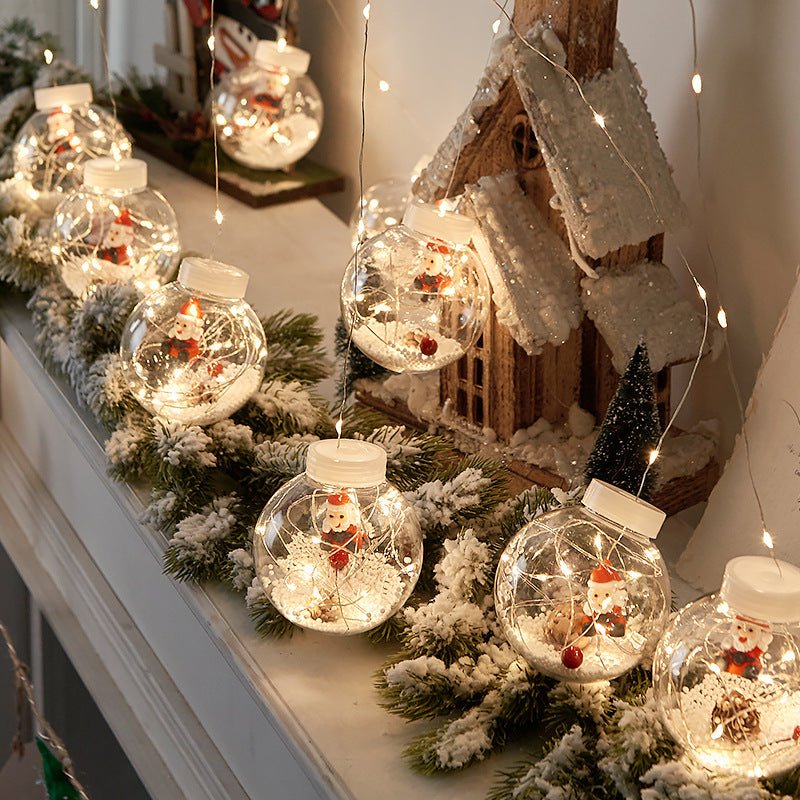 10PCS LED Christmas Curtain Lamp Fairy Snowman Wishing Ball Lamp String Christmas Window Decoration Christmas Light Room - Axooms