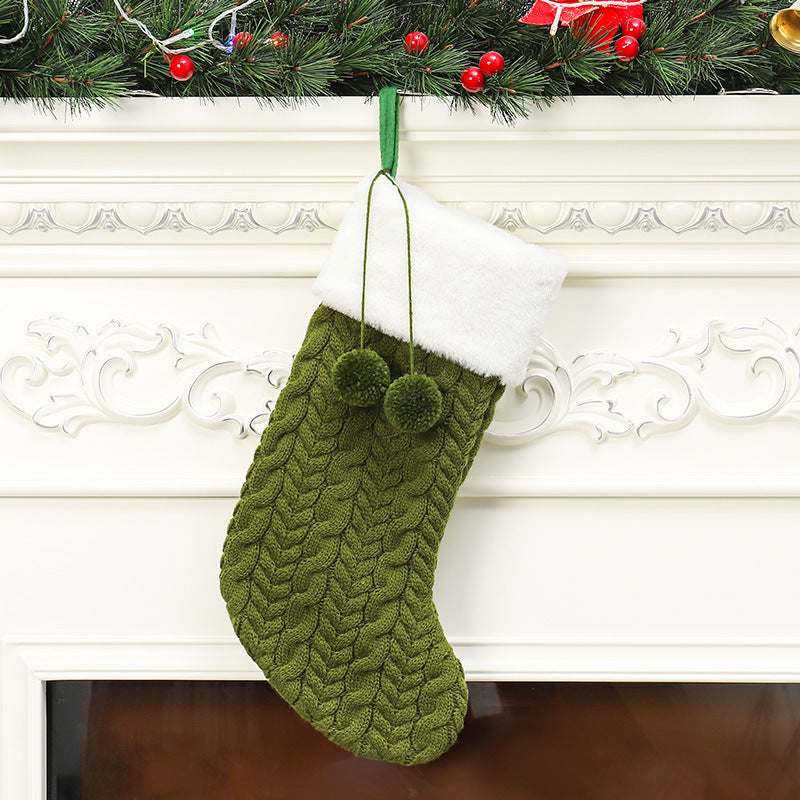 Christmas decorations knitted wool thick white socks hotel home Christmas socks