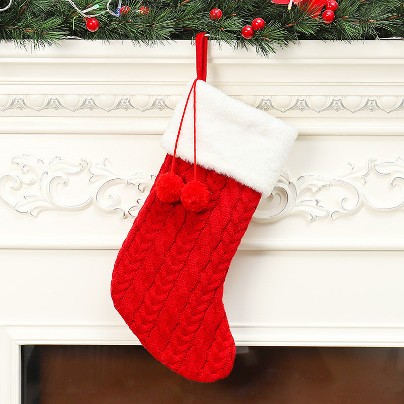 Christmas decorations knitted wool thick white socks hotel home Christmas socks