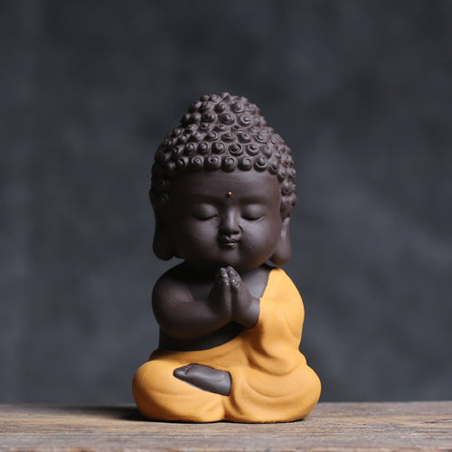 Small Buddha Statue Decoration Ceramic Purple Sand Tea Pet Tea Tray Accessories