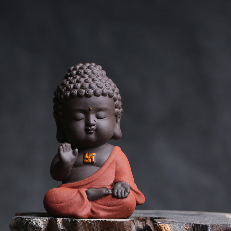 Small Buddha Statue Decoration Ceramic Purple Sand Tea Pet Tea Tray Accessories