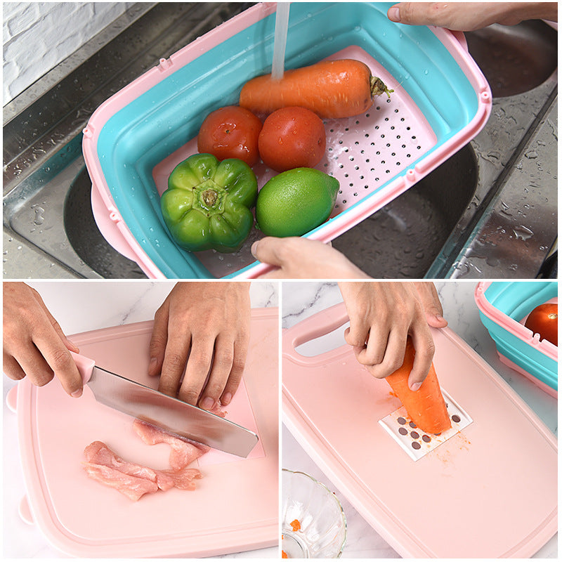 Material Washing And Draining Basket With Cutting Board