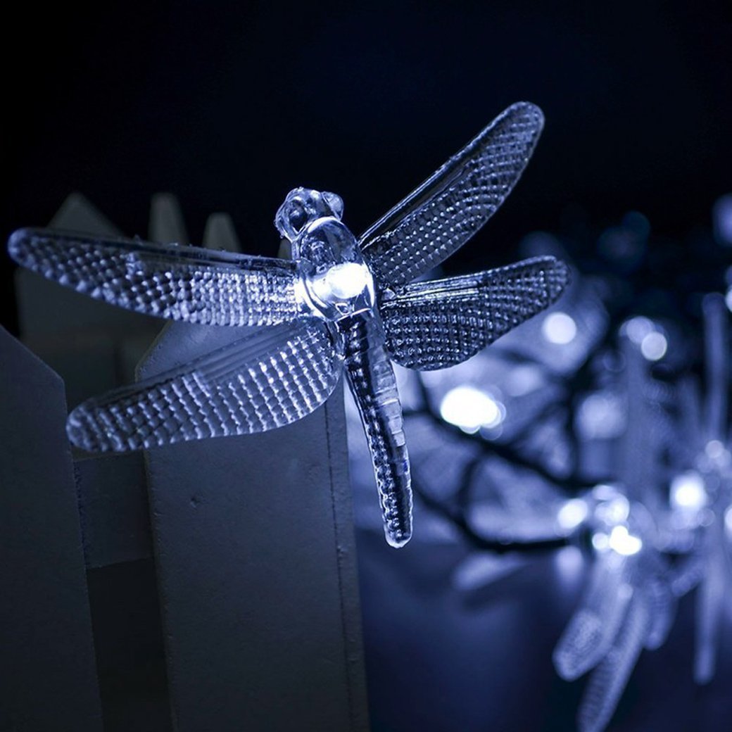 Outdoor Christmas Decoration Lights 20 LEDs 30 LEDs 50 LED Solar Dragonfly String Lights
