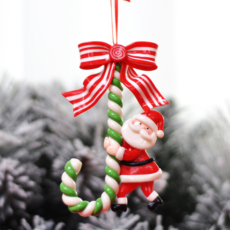 Christmas decorations soft clay Santa Claus snowman small cane candy cane ornaments Christmas tree decoration ornaments