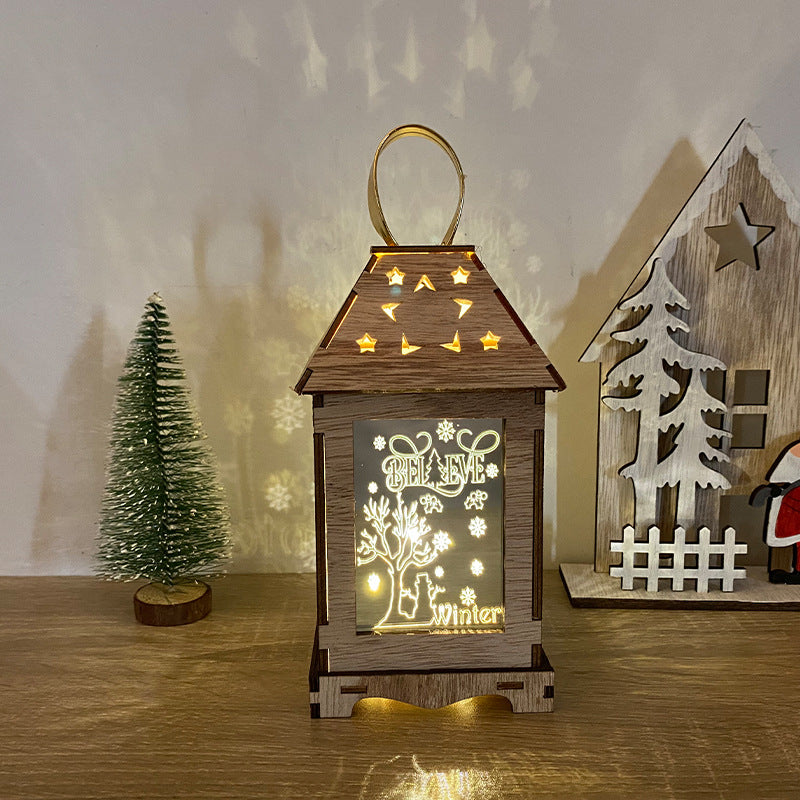 Christmas decoration led wind lantern pattern can be customized creative ornaments portable lantern holiday lights