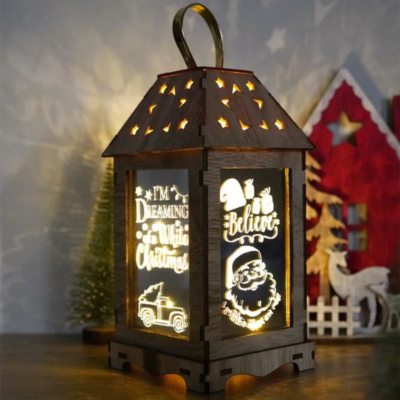 Christmas decoration led wind lantern pattern can be customized creative ornaments portable lantern holiday lights