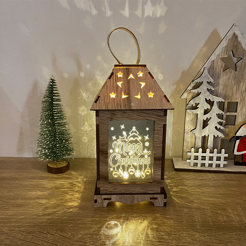 Christmas decoration led wind lantern pattern can be customized creative ornaments portable lantern holiday lights