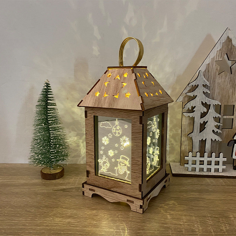 Christmas decoration led wind lantern pattern can be customized creative ornaments portable lantern holiday lights