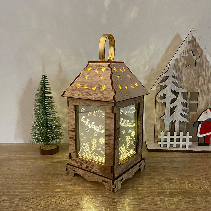 Christmas decoration led wind lantern pattern can be customized creative ornaments portable lantern holiday lights