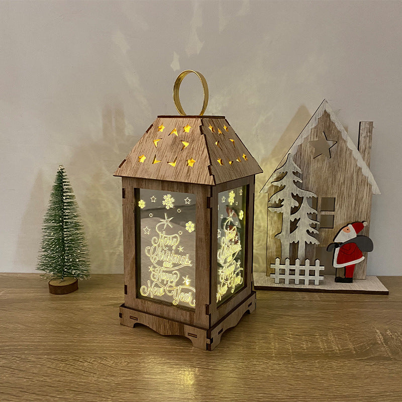 Christmas decoration led wind lantern pattern can be customized creative ornaments portable lantern holiday lights