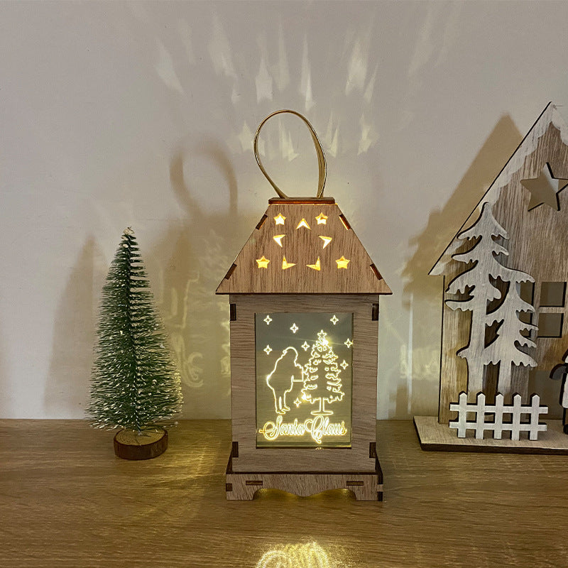 Christmas decoration led wind lantern pattern can be customized creative ornaments portable lantern holiday lights