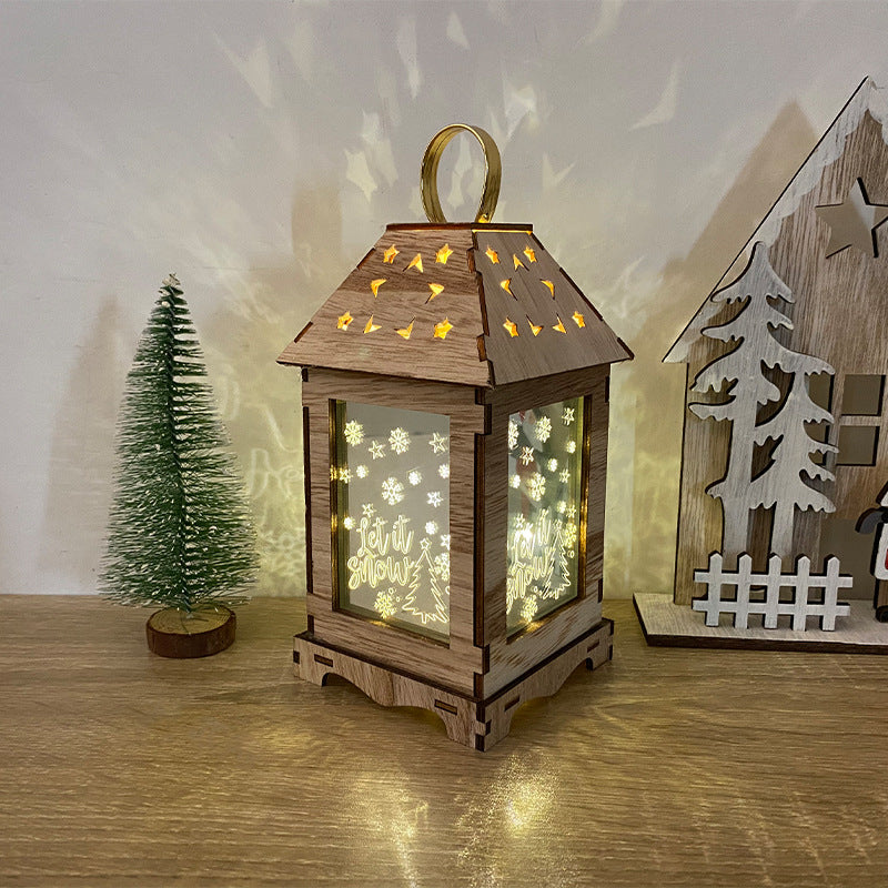 Christmas decoration led wind lantern pattern can be customized creative ornaments portable lantern holiday lights