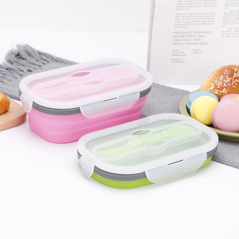 Retractable folding lunch box bento box