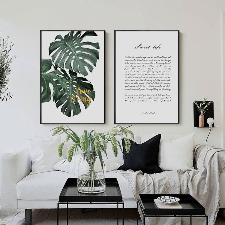 Green plant drawing in living room