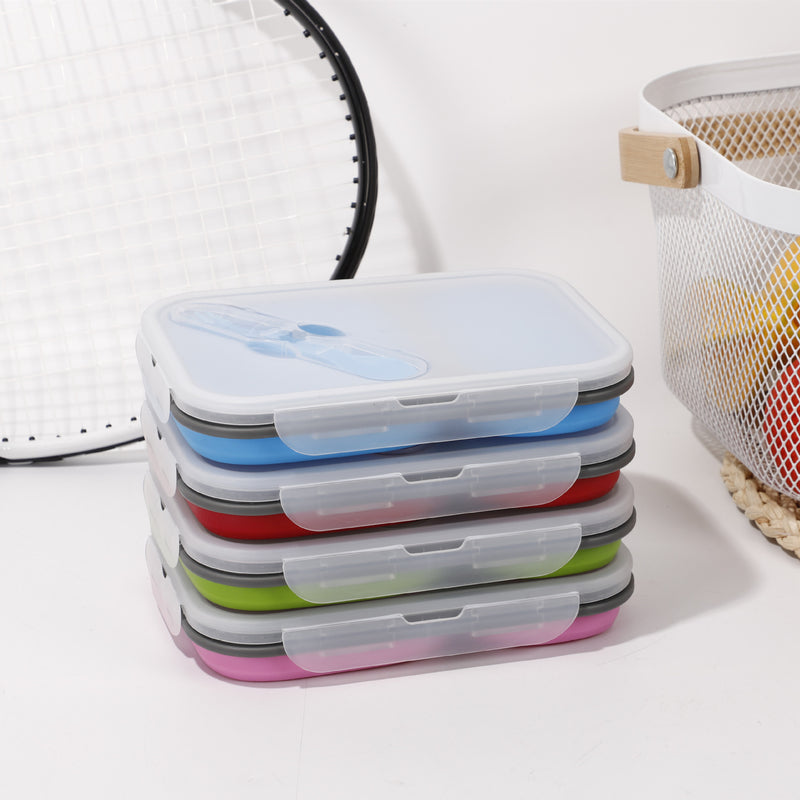 Retractable folding lunch box bento box