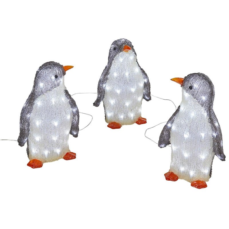 3D Light Up Penguin Sculpture Christmas Decoration Ornament - Solar Powered - Axooms