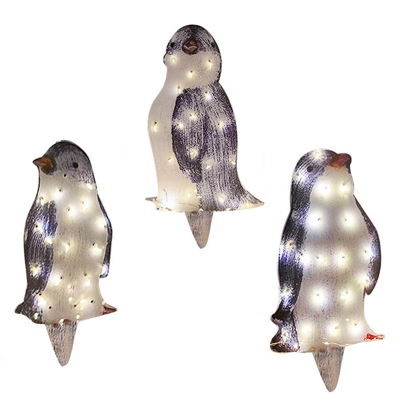 3D Light Up Penguin Sculpture Christmas Decoration Ornament - Solar Powered - Axooms