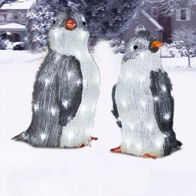 3D Light Up Penguin Sculpture Christmas Decoration Ornament - Solar Powered - Axooms