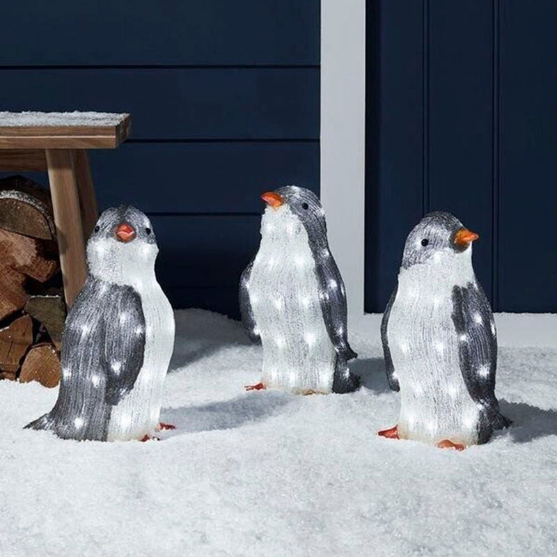 3D Light Up Penguin Sculpture Christmas Decoration Ornament - Solar Powered - Axooms