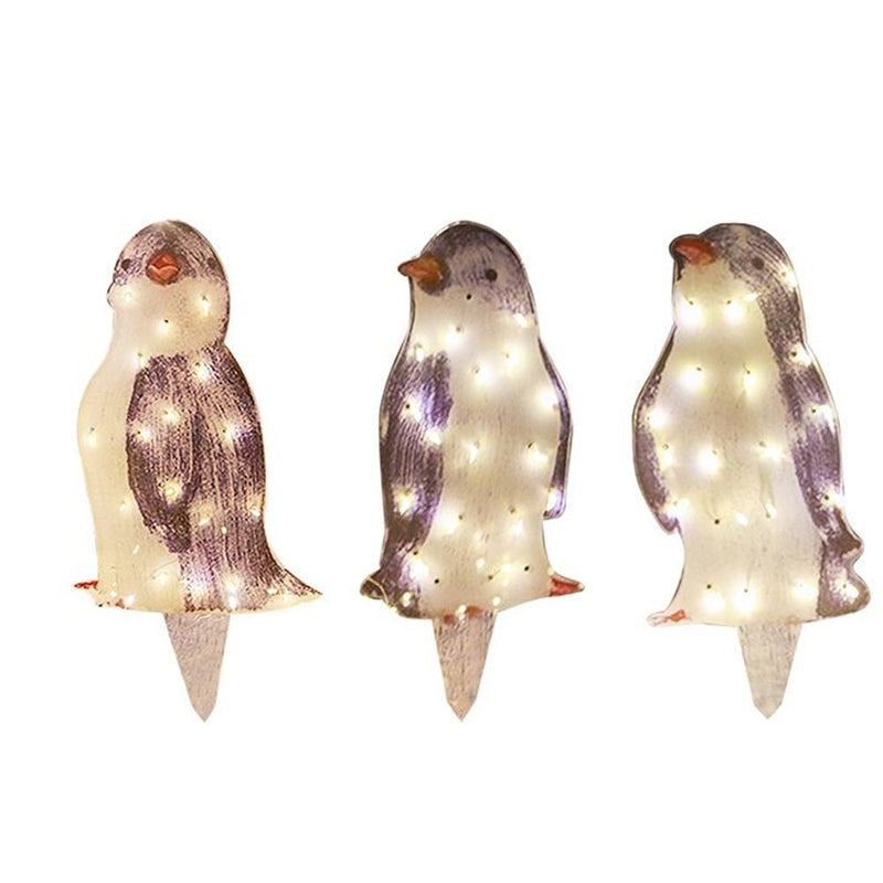 3D Light Up Penguin Sculpture Christmas Decoration Ornament - Solar Powered - Axooms