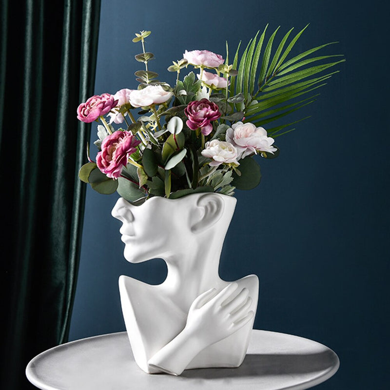 Portrait Ceramic Vase - White