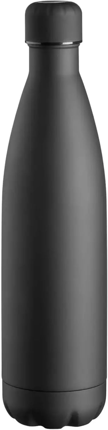 Axooms 500ml Sport Water Bottle, Vacuum Thermo Insulated Stainless Steel, Leak-Proof Double Wall Custom Hot Cola Shape Fitness Sport Water Bottle, Matte Finishing, Keeps Drinks Hot & Cold – Black