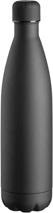 Axooms 500ml Sport Water Bottle, Vacuum Thermo Insulated Stainless Steel, Leak-Proof Double Wall Custom Hot Cola Shape Fitness Sport Water Bottle, Matte Finishing, Keeps Drinks Hot & Cold – Black