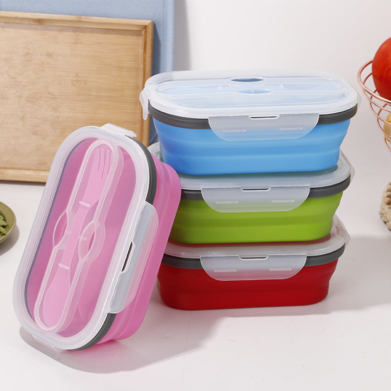 Retractable folding lunch box bento box