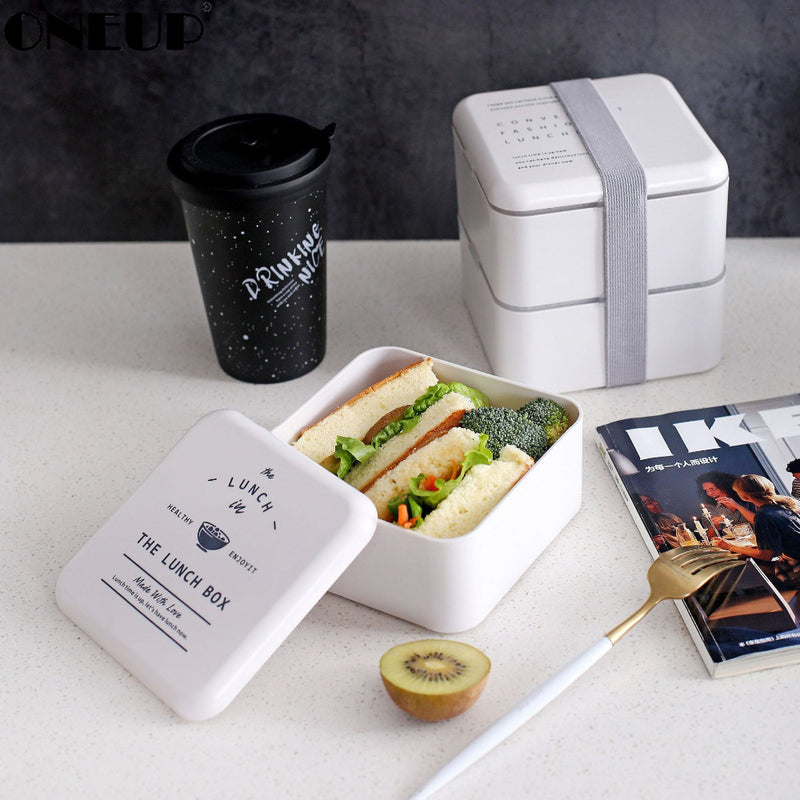 Lunch Box Square 2Layer Portable Bento Box