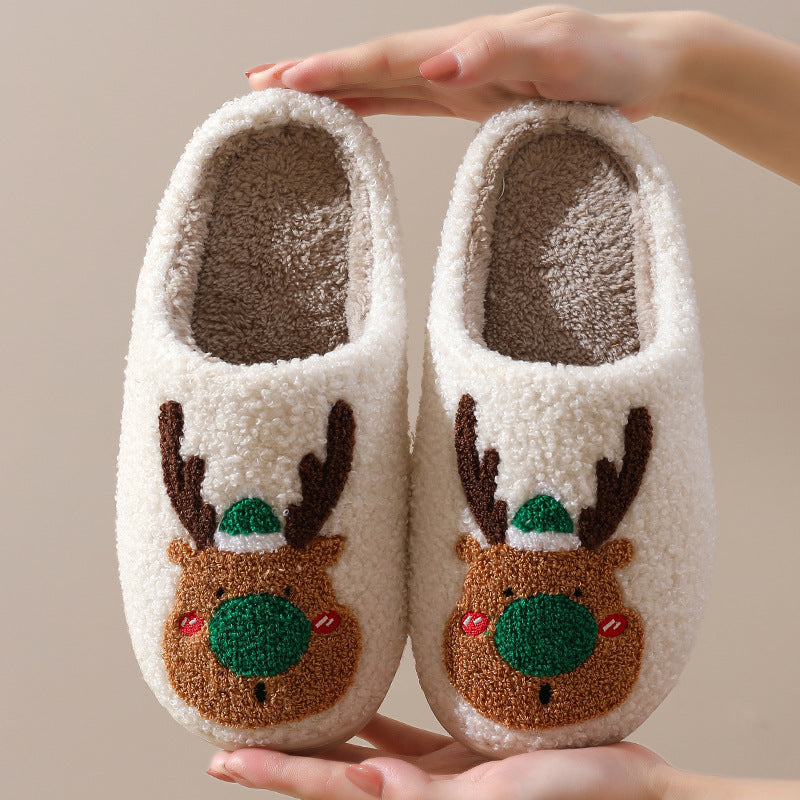 Christmas Shoes Winter Home Slippers Elk Soft Cozy Bedroom Slipper Slip On House Shoes