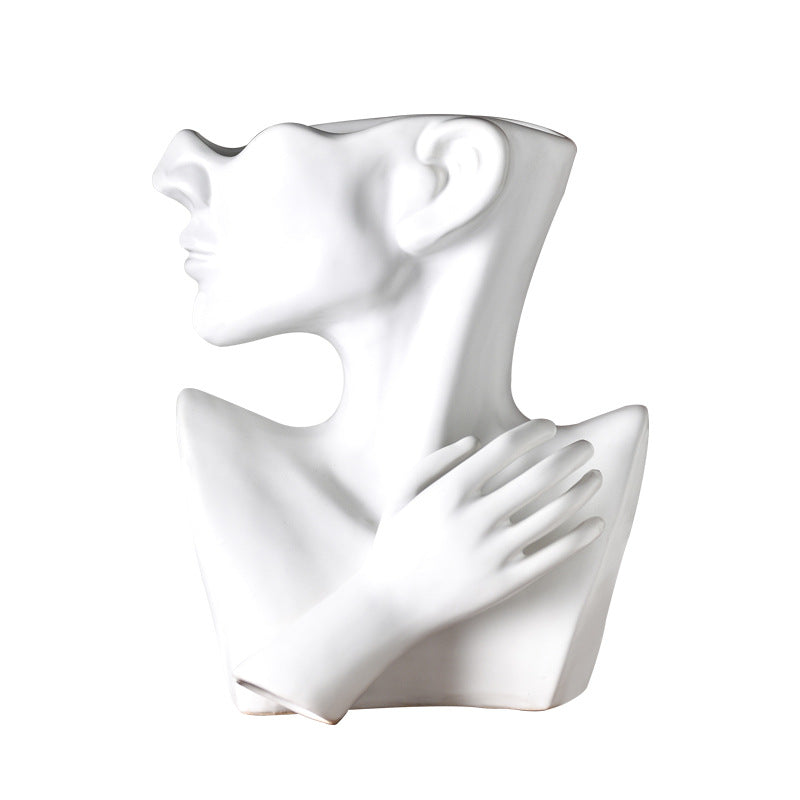 Portrait Ceramic Vase - White