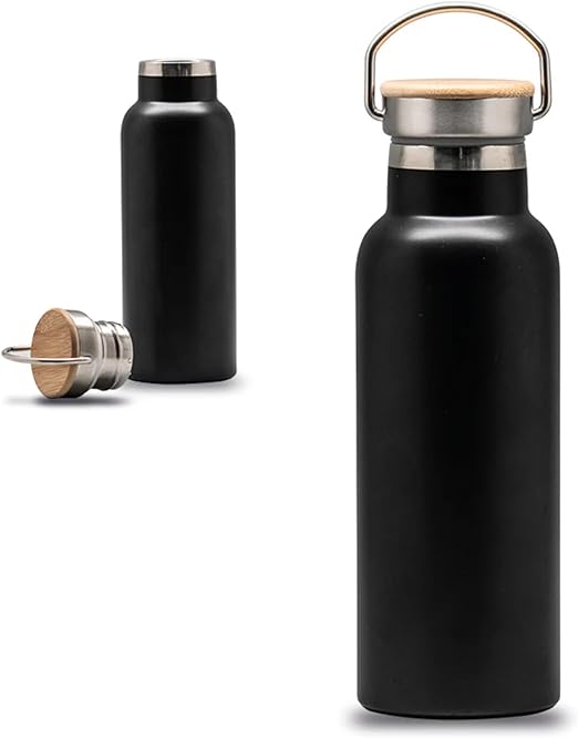 Axooms Stainless Steel Sport Water Bottle Double Wall Insulated Reusable Sublimation Thermos Flask Vacuum Metal Bottle with Handle and Leakproof Lid for Cyclists, Runners & Hikers (1pc, Black, 500ml)