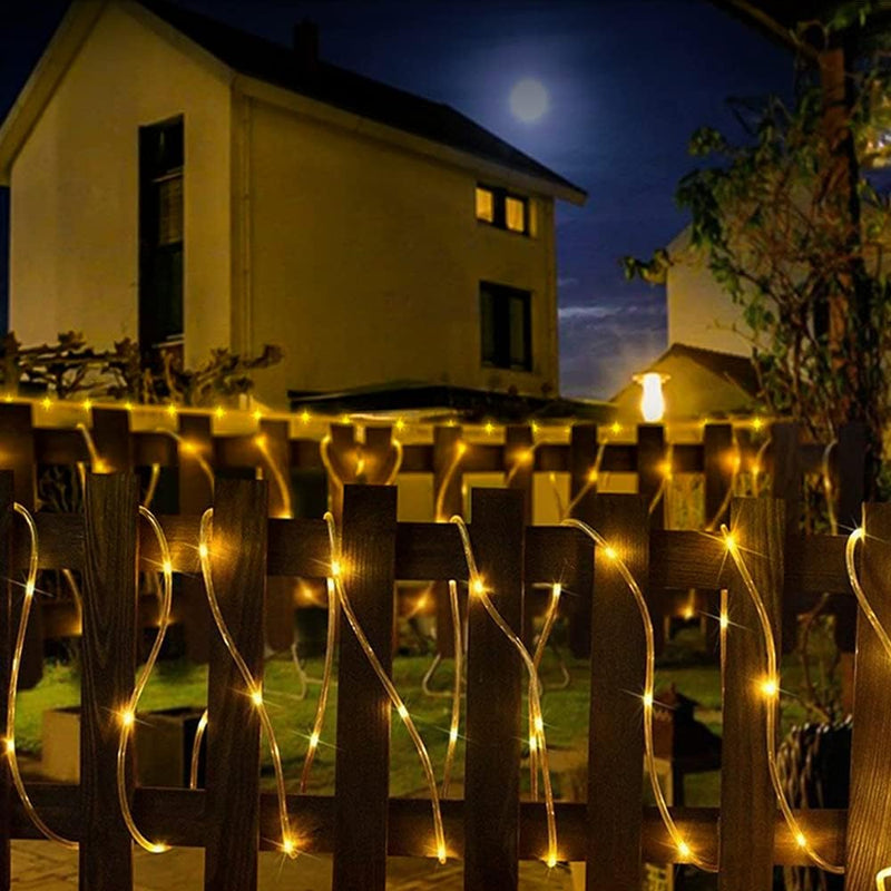 Axooms Solar Rope Light 33FT 100L IP65 Waterproof Outdoor LED Copper Fairy String Tube Lights for Party Garden Yard Home Wedding Christmas Halloween Holiday Tree Decoration Lighting (Warm White)