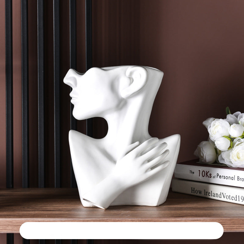 Portrait Ceramic Vase - White