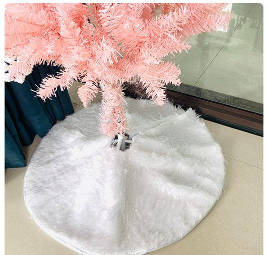 Cross-border Hot Sale Christmas Tree Skirt Pure White Plush Tree Skirt Christmas Decorations Christmas Tree Skirt New