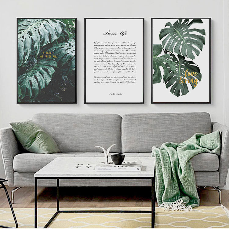 Green plant drawing in living room