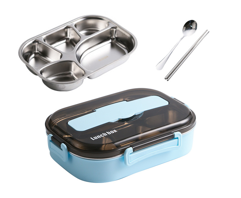 Stainless Steel Compartment Lunch Box Portable Square