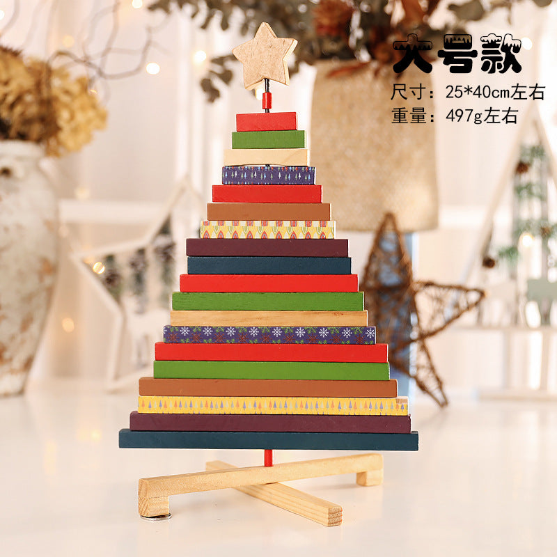 Rotating wooden mini Christmas tree ornaments shop Christmas decoration decorations children Christmas gifts