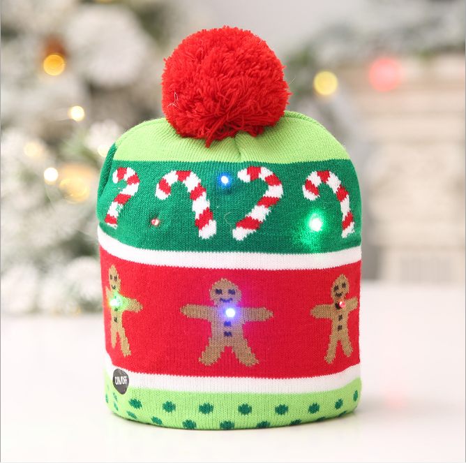 Christmas Decoration Knitted LED Light Cap Christmas Tree Snowman Adult Child Hat