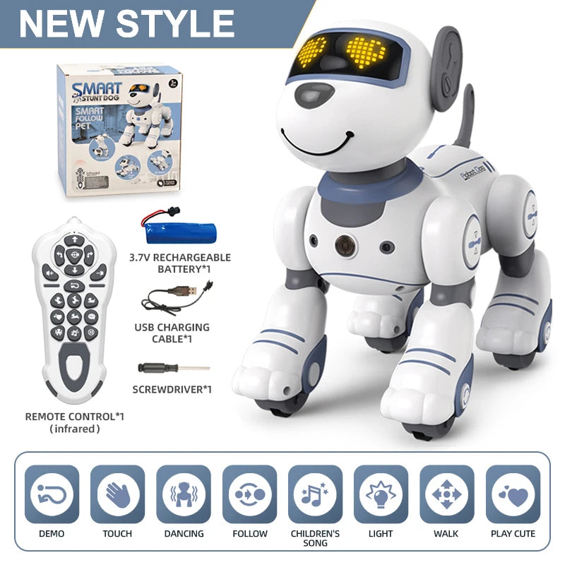 Funny RC Robot Electronic Dog Stunt Dog Voice Command Programmable Touch-sense Music Song Robot Dog for Children&