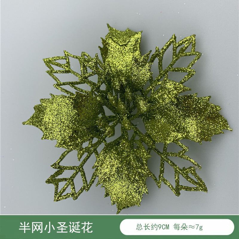 Christmas Decoration Wholesale Christmas Green Onion Powder Belt Hollow Flower Christmas Tree Wreath Ornament Pendant Ornament