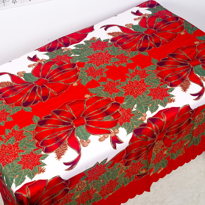 Christmas Decorations Christmas Polyester Printed Tablecloth Christmas Table Decorations Anti-fouling Tablecloth