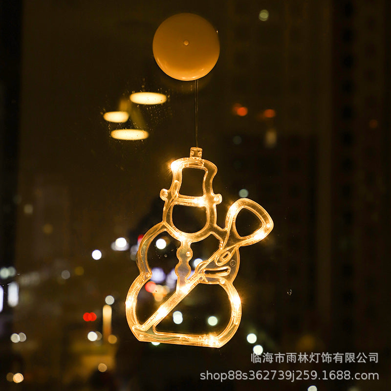 LED Christmas Decoration Lights Santa Claus Snowman Shape Window Suction Cup Lights Christmas Tree Holiday Decoration Lights