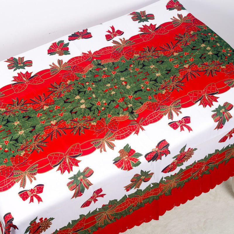 Christmas Decorations Christmas Polyester Printed Tablecloth Christmas Table Decorations Anti-fouling Tablecloth