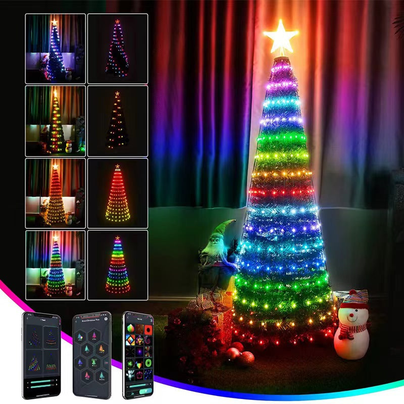 Cross-border RGB Smart Point Control Magic Leather Line Light String APP Bluetooth Christmas Decoration Outdoor Atmosphere Lights