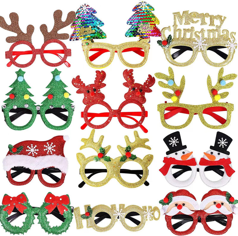 New Christmas Cartoon Headband Adult Children Gift Santa Claus Snowman Antlers Glasses Christmas Decoration Glasses