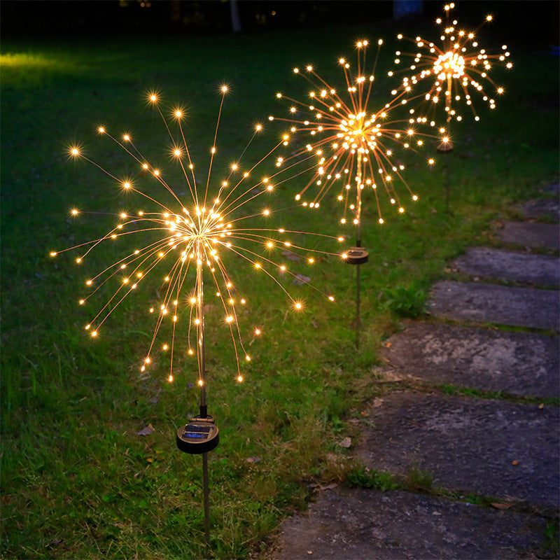 LED Solar Ground Fireworks Lights Outdoor Lawn Garden Christmas Decoration Copper Wire Lights Dandelion Lights