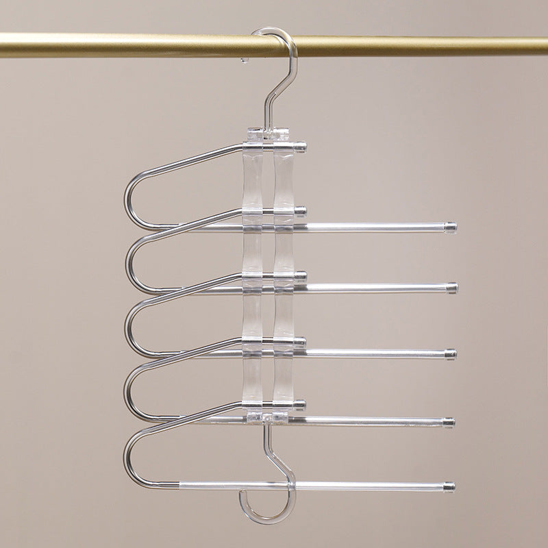 New Transparent Folding Trouser Rack Multi-functional Multi-layer Trouser Hanger Household Magic Seamless Trouser Clip Wardrobe Storage